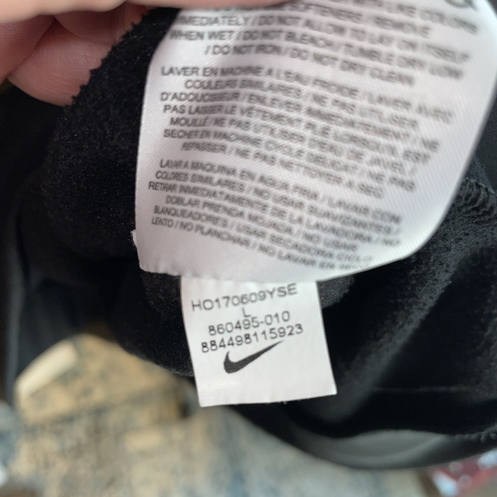 Nike Dri Fit Mens Black Training Big Logo Swoosh Hoodie Sweatshirt Camo Check L - Picture 7 of 7